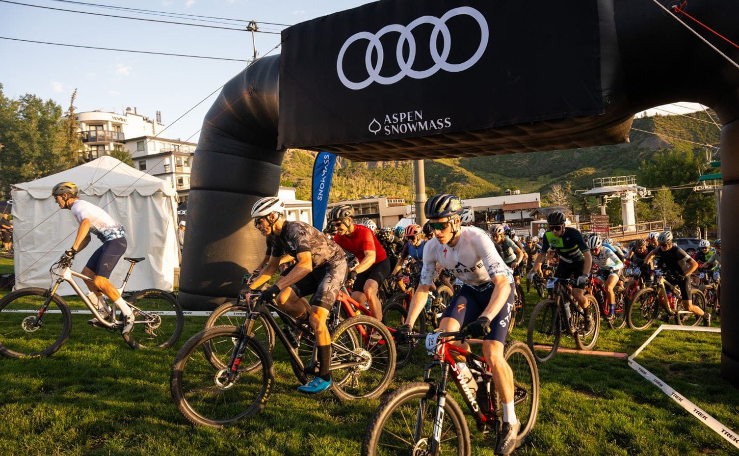 Bike racers participating in the Audi Snowmass 50 Mountain Bike Race. 